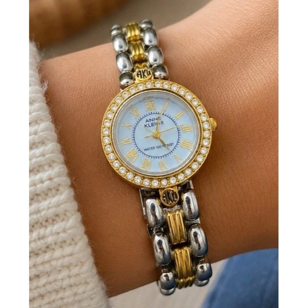 Anne Klein II 10/2135 Gold and Silver Tone Quartz Women's Watch Working